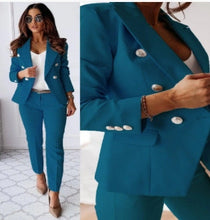 Load image into Gallery viewer, Lapel Button-Down Jacket &amp; Slim-Fit Trousers Suit – 15 Colors XS–XXL