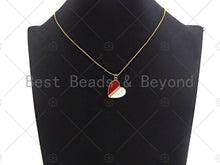 Load image into Gallery viewer, 18K Gold CZ Pave Heart Charm/Penant, White Red Black Heart Charm, CZ Pave heart charm, 20x21mm, sku#LK34