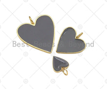 Load image into Gallery viewer, Gray Enamel Heart Pendant with Gold Finish, Enamel Heart, Gray Enamel Heart, 14x20/24x29/33x38mm, sku#FH171