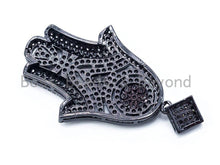 Load image into Gallery viewer, CZ Micro Pave Hamsa Hand with Flat Square Bail Pendant, Cubic Zirconia Pendant, 26x45mm, sku#L37