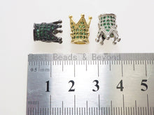 Load image into Gallery viewer, CZ King Crown Green Micro Pave Beads, Cubic Zirconia Crown Space Beads,Men's Women's Jewelry Making, 10x8mm, Sku#G404