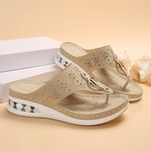 Load image into Gallery viewer, Women's Air Cushion Wedge Thong Sandals | Metal Buckle Flip Flops | Thick Sole Beach Shoes