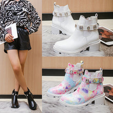 Load image into Gallery viewer, Women's Rhinestone Chunky Heel Ankle Boots - Mid Heel Fashion Boots