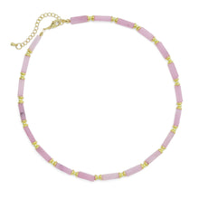 Load image into Gallery viewer, 4mm Pink Gemstone Necklace with Gold filled Spacer, EF551