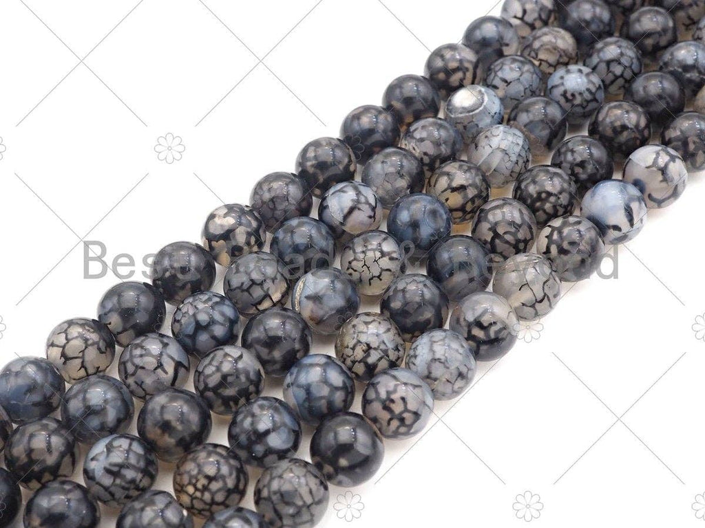 High Quality Black Fire Agate Beads, Dragon Vein Agate, SKU#UA151