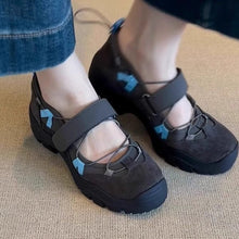 Load image into Gallery viewer, Women's Vintage Leather Mary Jane Shoes | Velcro Strap Thick Sole Low-Top