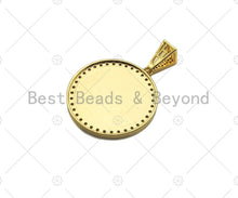 Load image into Gallery viewer, CZ Micro Pave G Word On Round Medallion Pendant,Black Enamel Gold/Silver Charm, Necklace Bracelet Charm Pendant, 35x38mm, Sku#L552