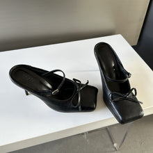 Load image into Gallery viewer, Women's Square Toe Stiletto Mule Heels - Elegant Satin Slip-On Sandals