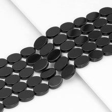 Load image into Gallery viewer, Black Onyx Smooth Flat Oval Beads, Sku#Q44