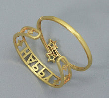 Load image into Gallery viewer, CZ Pave Star Happy Cuff Bangle Bracelet, sku#JL120
