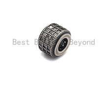 Load image into Gallery viewer, Antique Silver CZ Large Hole Cylinder/Drum Barrel Micro Pave Beads, sku#X125