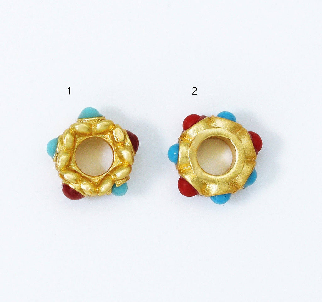 Gold Enamel Doughnut Spacer Beads, Sku#LX67c