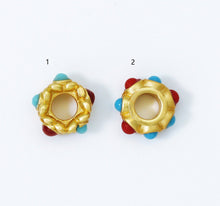 Load image into Gallery viewer, Gold Enamel Doughnut Spacer Beads, Sku#LX67c