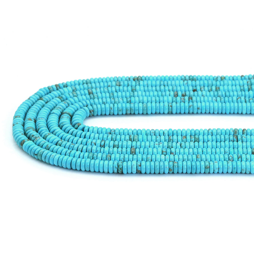 Blue Turquoise smooth Rondelle Beads, Sku#U1832