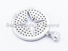 Load image into Gallery viewer, CZ Micro Pave Hollow Star Round Pendant/Charm, Cubic Zirconia Pendant, 18mm, F106
