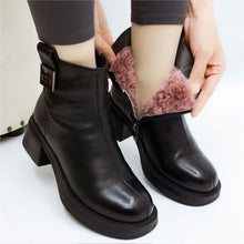 Load image into Gallery viewer, Women's Chunky Mid Heel Short Boots – Round Toe Block Heel Ankle Boots