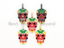 Load image into Gallery viewer, NEW Enamel Colorful Skull Pendant,CZ Micro Pave Oil Drop Skull pendant,Enamel pendant,Enamel Jewelry,21x33mm,sku#F607