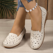 Load image into Gallery viewer, Women's Breathable Hollow-out Casual Flat Shoes | Floral PU Slip-On