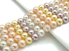 Load image into Gallery viewer, Mother of Pearl Gold Pink Purple White Mixed Color Round Smo