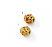 Load image into Gallery viewer, Gold Enamel Barrel Spacer Beads, Sku#LX70