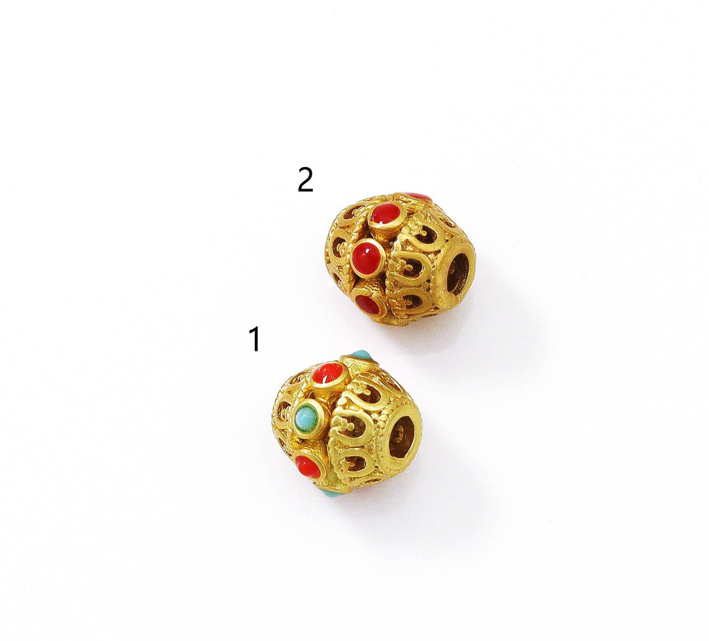 Gold Enamel Barrel Spacer Beads, Sku#LX70