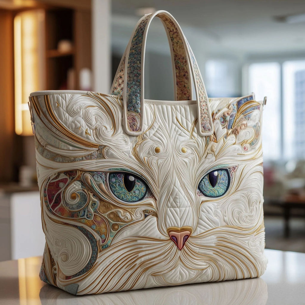 Quilted Digital Print Tote Bag - High Capacity Women's Shoulder Bag with Embroidery
