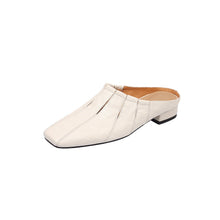 Load image into Gallery viewer, Women's Washed Cowhide Square-Toe Mules | Low Block Heel Backless Shoes