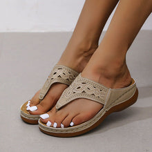 Load image into Gallery viewer, Women's Rhinestone Wedge Sandals | Clip-Toe PU Platform Beach Shoes