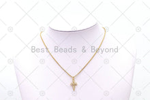 Load image into Gallery viewer, CZ Micro Pave Cross Shape Pendant, 18K Gold Filled Sword Charm, Necklace Bracelet Charm Pendant,Sku#LK504