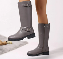 Load image into Gallery viewer, Women's Round Toe Block Heel Boots | Mid Heel Side Zip Ankle Boots