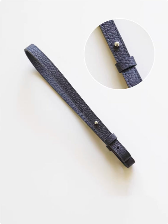 Premium Genuine Leather Bag Strap - Adjustable Replacement Shoulder Strap with Decorative Studs