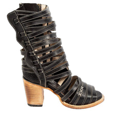 Load image into Gallery viewer, Women's Retro Stiletto Strap Cutout Sandals | High Heel Buckle Ankle Strap PU Leather