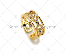 Load image into Gallery viewer, Gold Silver CZ Evil Eye Adjustable Ring, Sku#X197