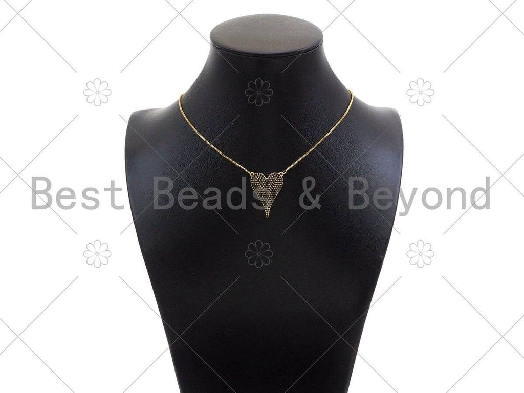 Gold Filled Black CZ Micro Pave Heart Shape Pendant, 18K Gold Filled Heart Charm, Necklace Bracelet Charm Pendant,20x28mm,Sku#LK332