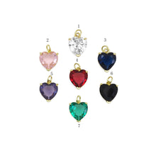 Load image into Gallery viewer, Gold Colorful Crystal Heart Charm, Sku#LX272
