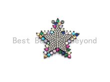 Load image into Gallery viewer, Colorful CZ Clear Micro Pave Star Pendant,Five Star Shaped Pave Pendant,Gold/Rose Gold/Silver/Gunmetal plated,29x31mm, Sku#F716