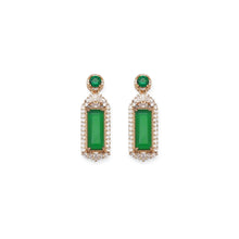 Load image into Gallery viewer, Gold CZ Green Jade Rectangle Bar Charm, Sku#LX347