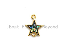 Load image into Gallery viewer, 100% Natural Abalone Shell Five Star Connector, Gold/Silver Plated Abalone, Bracelet/ Necklace Making Connector, 11x13mm,SKU#Z299