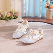 Load image into Gallery viewer, Women's Bow Detail Flat Shoes | Embroidered Fabric Round-Toe Slip-On