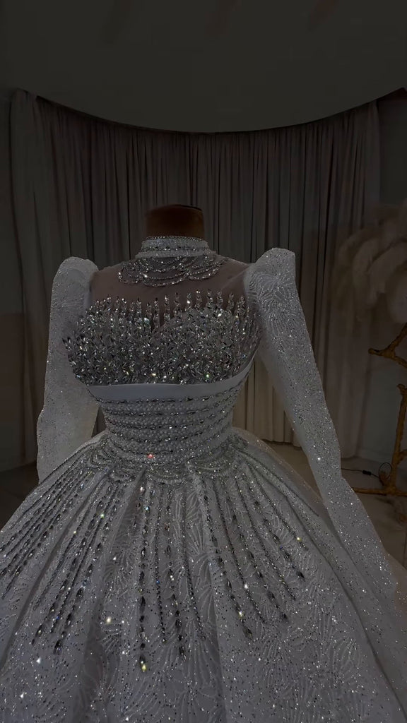Luxury Crystal Embellished Off-Shoulder Princess Dress GD102