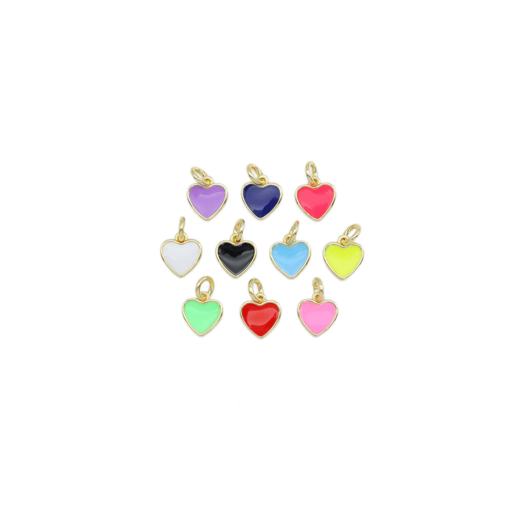 Colorful Enamel Gold Heart Charm, Sku#ML74c