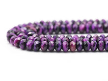 Load image into Gallery viewer, High Quality Purple Rondelle Faceted Tiger Eye Beads, Sku#UA261