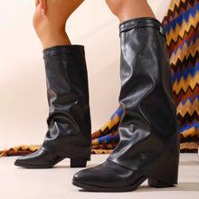 Load image into Gallery viewer, Women's Pointed Toe Block Heel Boots | Stable High Heel | PU Leather Ankle Boots