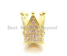 Load image into Gallery viewer, CZ Royal Crown Clear Micro Pave Beads, Cubic Zirconia Crown Spacer Beads, Pave Beads, 10x8mm, sku#G115