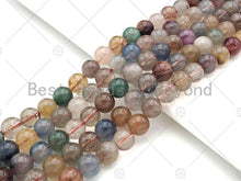 Load image into Gallery viewer, Quality Natural Multicolor Rutilated Quartz Smooth Round Beads, 6mm/8mm/10mm Genuine, Red Yellow Blue Matrix,15.5'' Full Strand, Sku#U1155