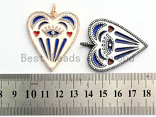 Load image into Gallery viewer, Large Enamel Colorful Heart Shape With Evil Eye Moon Heart Pendant,CZ Micro Pave Oil Drop pendant, Heart Enamel pendant,37x42mm,sku#F579