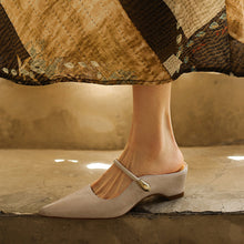 Load image into Gallery viewer, Women's Mary Jane Mule Sandals | Full Grain Cowhide Pointed Toe Block Heel Slides