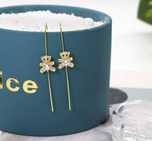 Load image into Gallery viewer, CZ Teddy Bear Long Spike Earrings, Sku#LD232