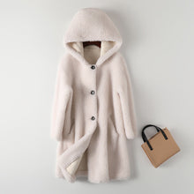 Load image into Gallery viewer, Women's Hooded Lambswool Warm Coat