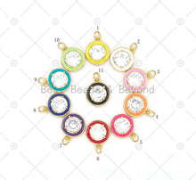 Load image into Gallery viewer, Big Clear CZ Micro Pave on Enamel Colorful Round Coin Shape Pendant,Sku#F1443C